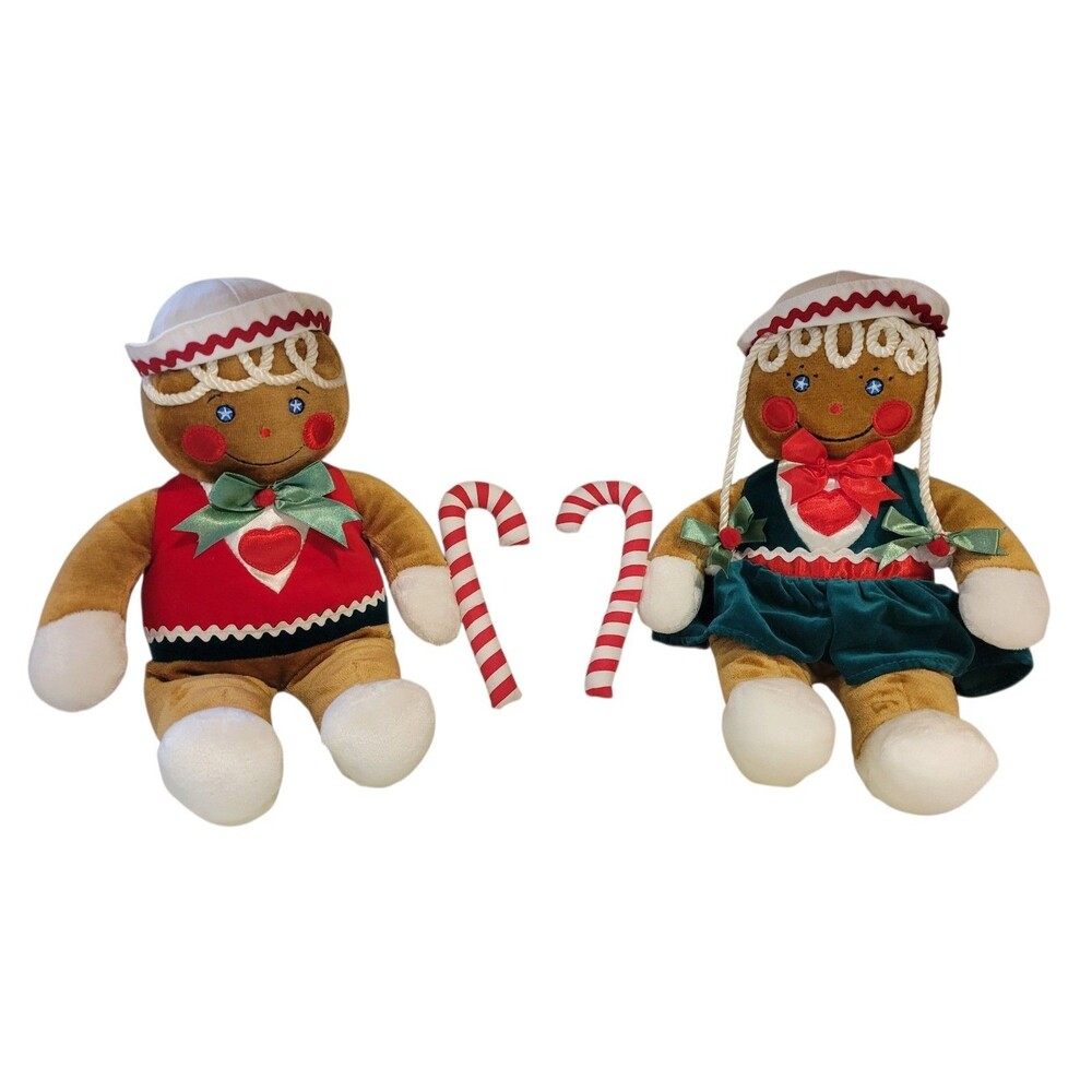 Vintage Target Stores Gingerbread Plush Pair Girl And Boy 12" 1990 Commonwealth